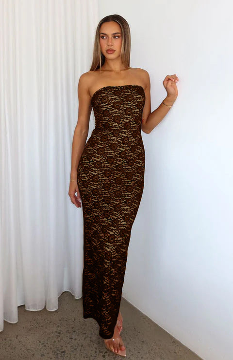 Damen Spitzenkleid im ärmellosen Design EB