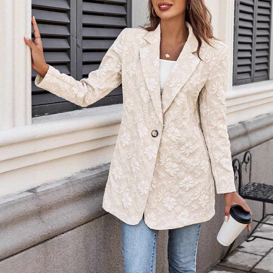 Damen Modischer Blazer mit floralen Details EB
