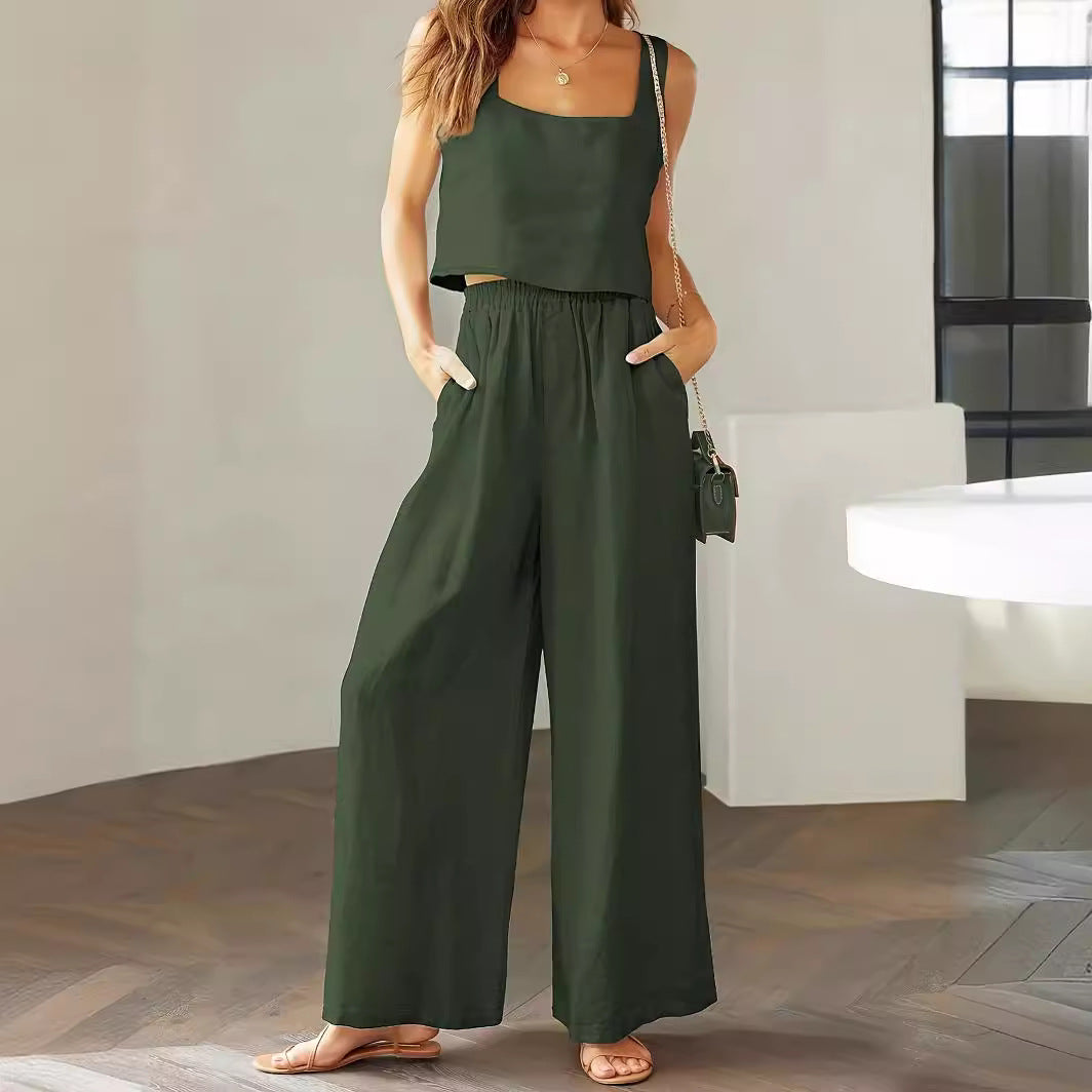 Damen Lässiger Jumpsuit mit weiten Beinen und praktischen Taschen EB