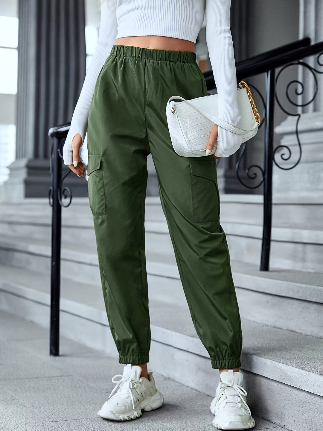 Damen Cargo-Hose mit elastischem Bund und praktischen Seitentaschen EB