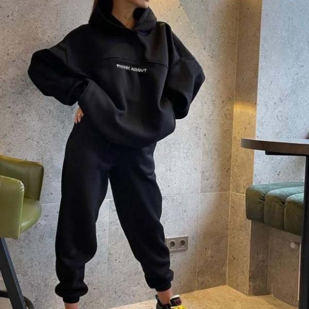 Unisex nan oversized Kapuzenpullover und taillenhohe Jogginghose Set EB