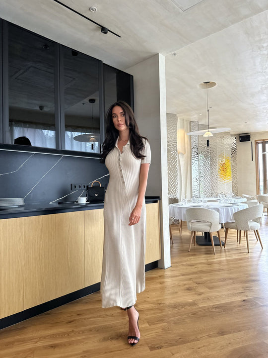 Damen Midi-Kleid mit feiner Rippstruktur EB