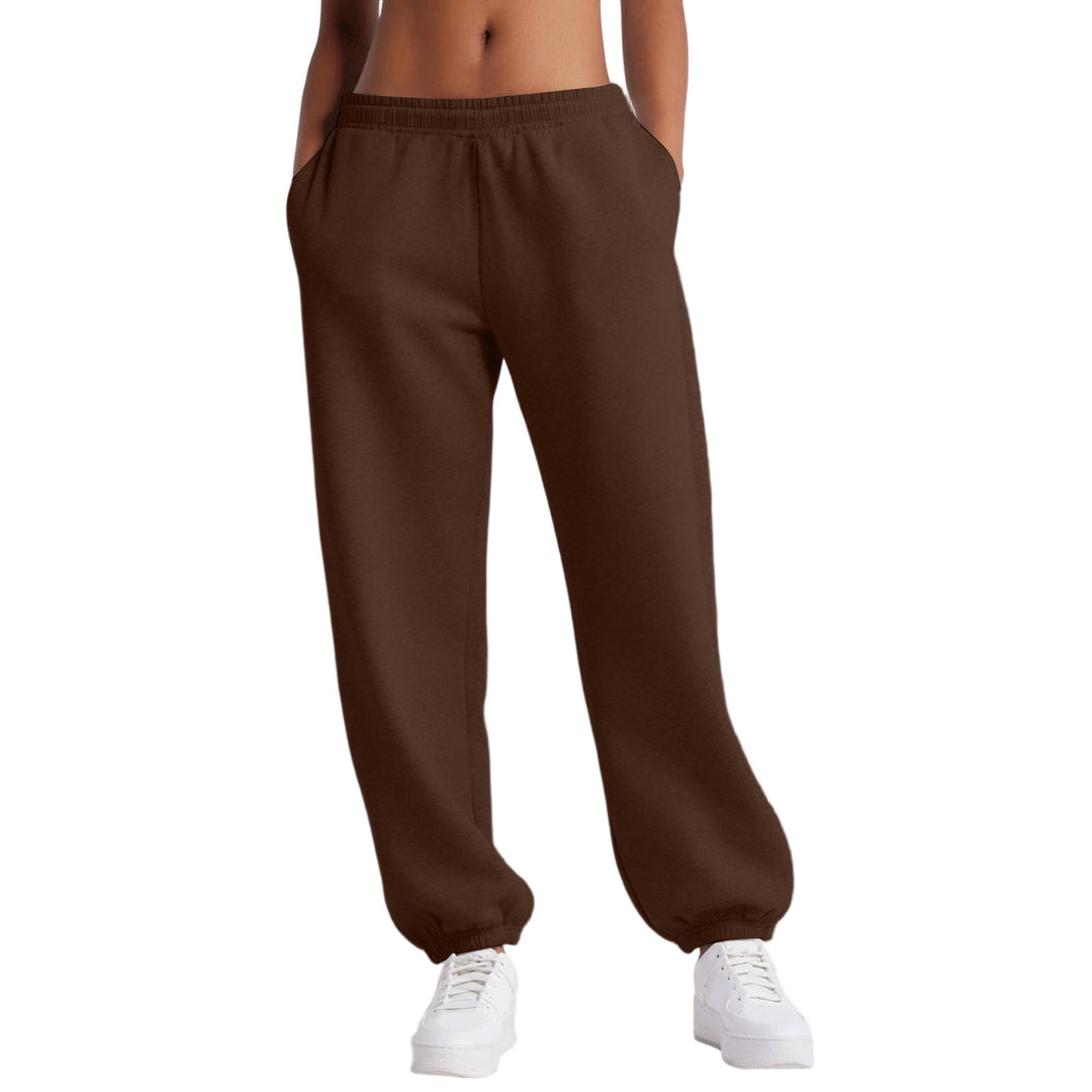 Damen nan schmale High‑Waist Sweat-Jogginghose mit hohem Komfortbund, verstellbarem Kordelzug und elastischen Knöchelbündchen EB