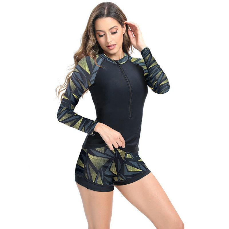 Damen Rashguard mit kurzen Ärmeln und modischem Grafikdesign EB