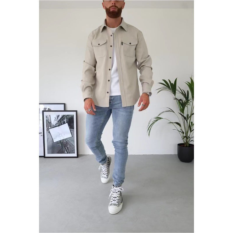 Herren Hemdjacke mit Brusttaschen und taillierter Passform EB