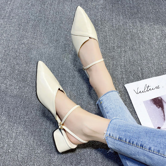 Damen Elegante Slingback Schuhe mit modischem Blockabsatz und schicker Schnalle EB
