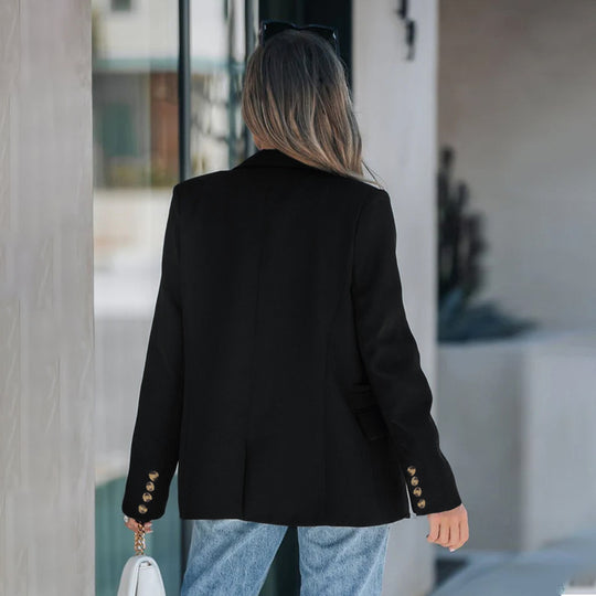 Damen Doppelreihiger Longline-Blazer mit taillierter Silhouette & Zierknopfleiste EB