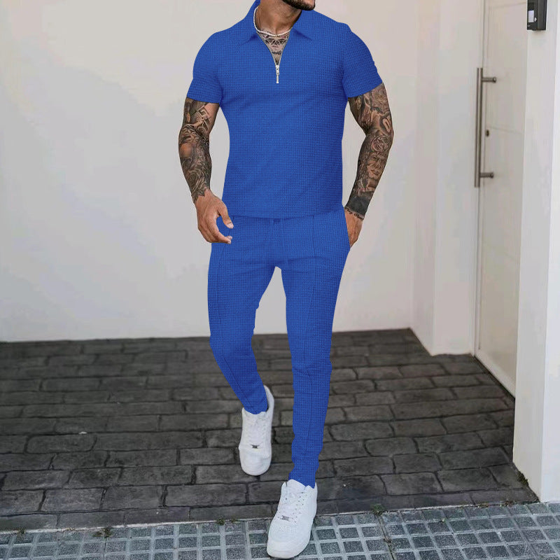 Herren Freizeit-Set mit modernem Kurzarm-Polo und eleganten Jogginghosen EB