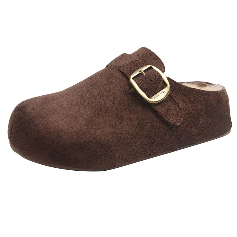 Damen Kuschelige Clogs aus hochwertigem Material mit modischem Schnallenverschluss EB