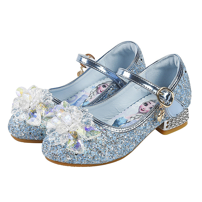 Mädchen Glitzernde Mary Jane Schuhe mit funkelnden Blumenapplikationen EB