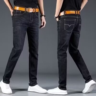 Herren Slim Fit Jeans mit elastischem Bund und modernen Akzenten EB
