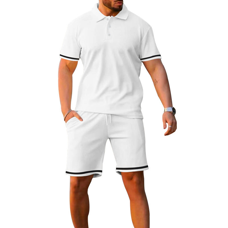Herren Sportliches Polo- und Shorts-Set mit Kontrastdetails EB