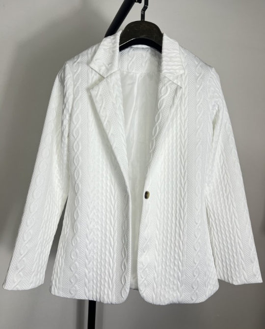 Damen Eleganter Strickblazer mit strukturierter Oberfläche und lässigem Schnitt EB