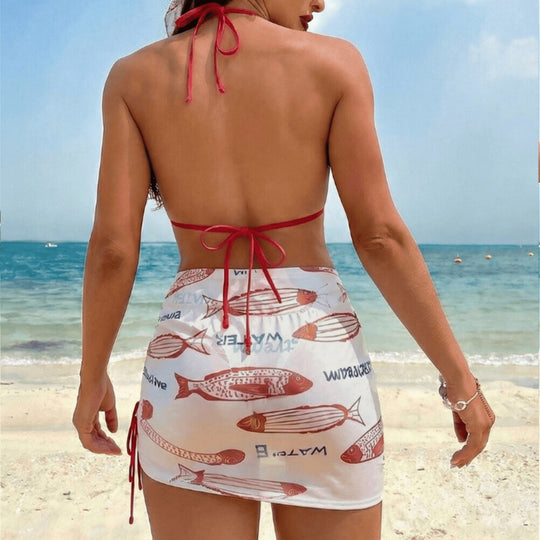 Damen Bikini mit verspieltem Fischmotiv EB