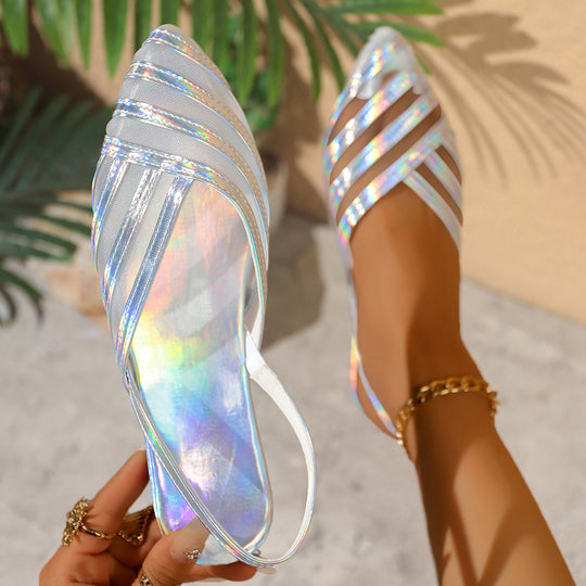 Damen Elegante Slingback-Sandaletten mit transparentem Obermaterial und modischen Akzenten EB
