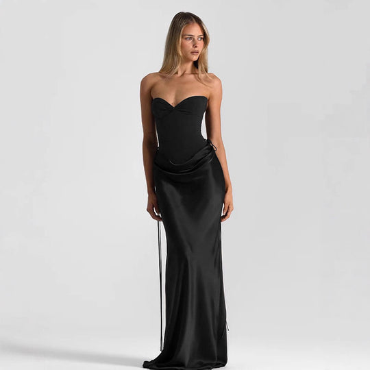 Damen Maxikleid mit elegantem Schnitt und raffinierten Drapierungen EB