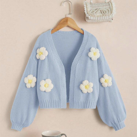 Damen Kurzjacke mit verspielten Blumenapplikationen EB