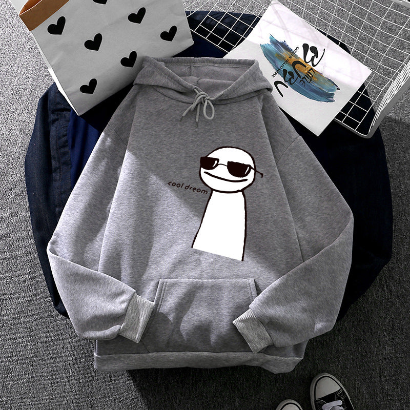 Damen nan Kapuzenpullover mit minimalistischer Grafik, lockerer Oversize-Passform und Kängurutasche EB