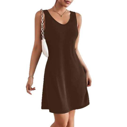 Damen lässiges A-Linien Kleid mit tiefem V-Ausschnitt und weichem Jersey-Material EB