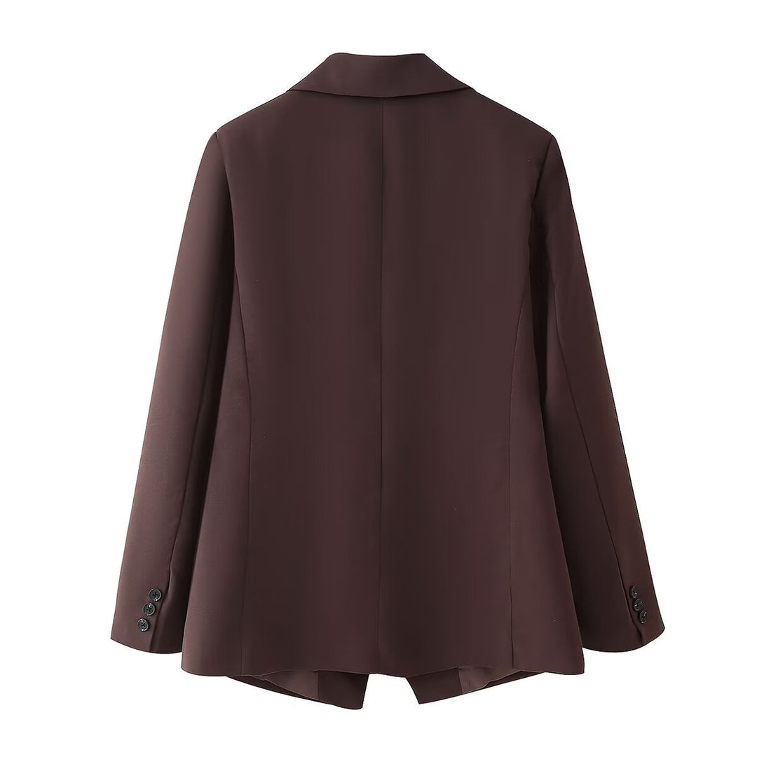Damen elegante Oversized-Blazerjacke mit doppelter Knopfleiste und Taschen EB