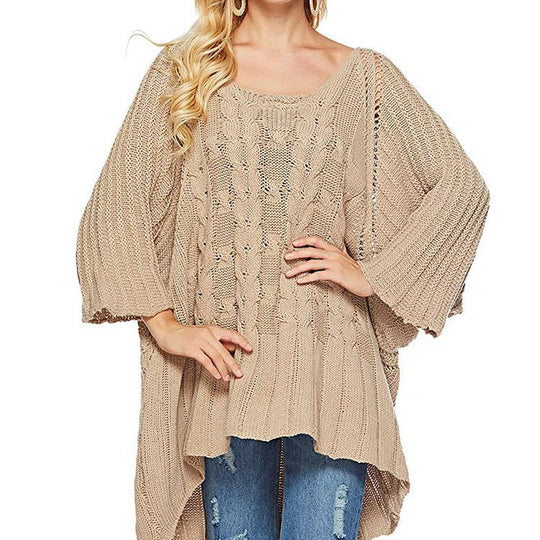 Damen Großer Strickpullover mit asymmetrischem Schnitt und lässigem Stil EB