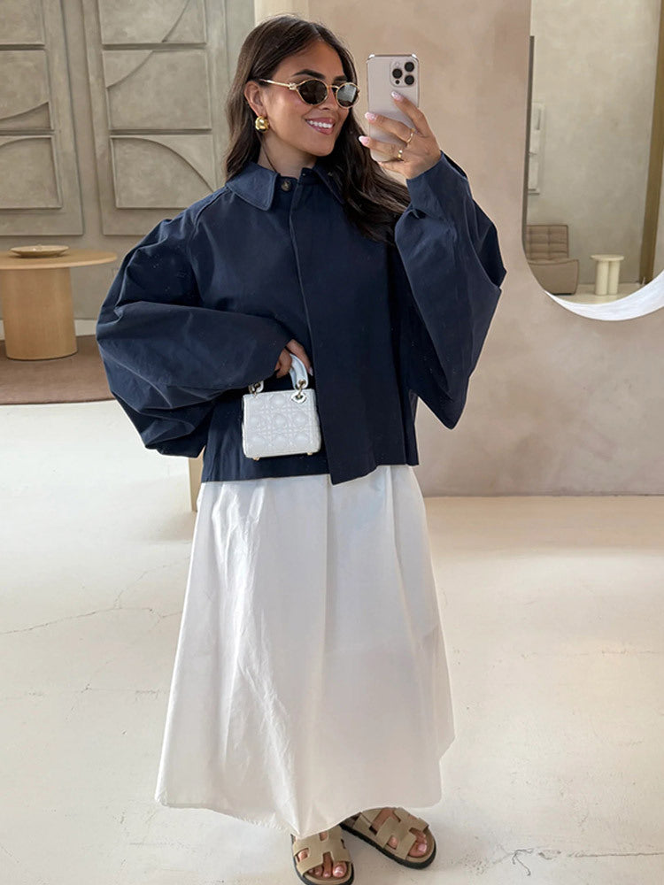 Damen Oversized Bluse mit dekorativen Puffärmeln EB