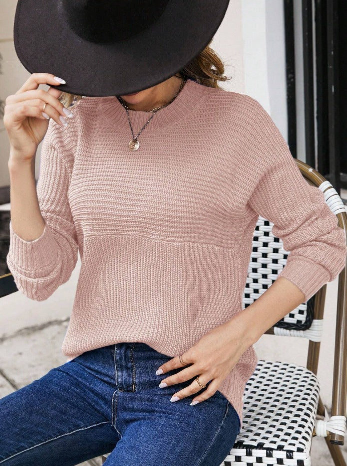 Damen modischer Grobstrickpullover mit strukturiertem Muster EB