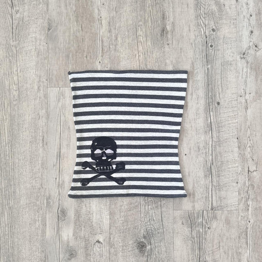 Damen gestreifter Schal mit Totenkopf-Design EB