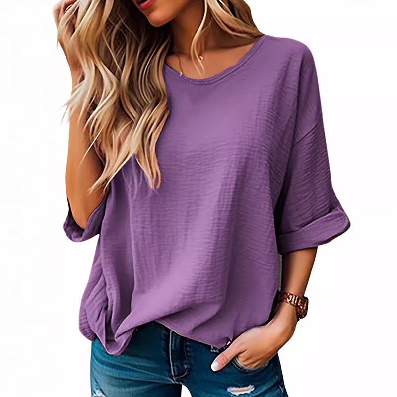 Damen lässiges Oversize-T-Shirt mit Textur EB