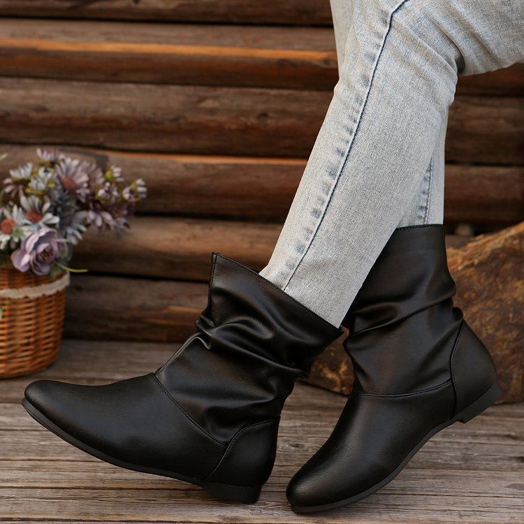 Damen modische Stiefeletten mit elegantem Rüschendesign und weichem Obermaterial EB