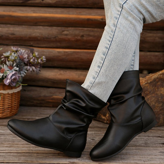 Damen modische Stiefeletten mit elegantem Rüschendesign und weichem Obermaterial EB