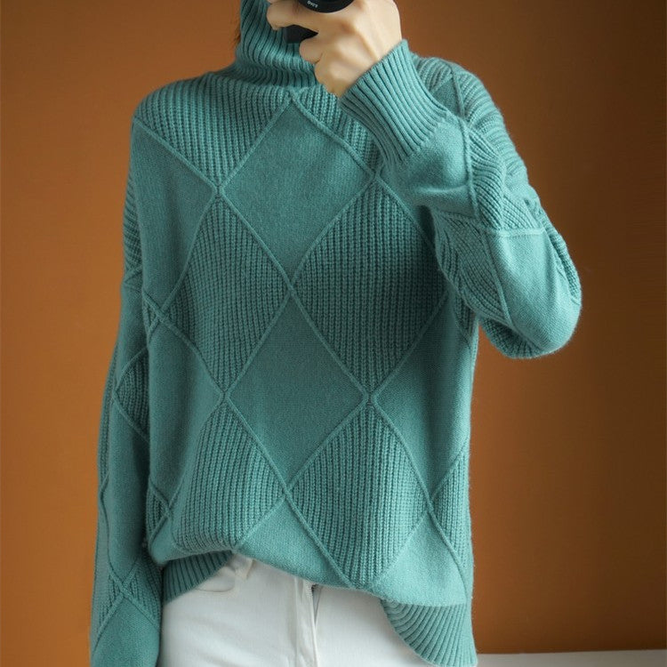 Damen Modischer Stehkragenpullover mit strukturierter Optik EB