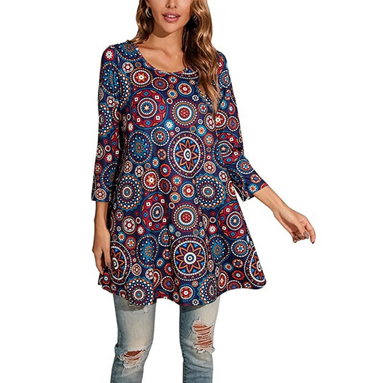 Damen Tunika mit einzigartigem Mandala-Druck EB