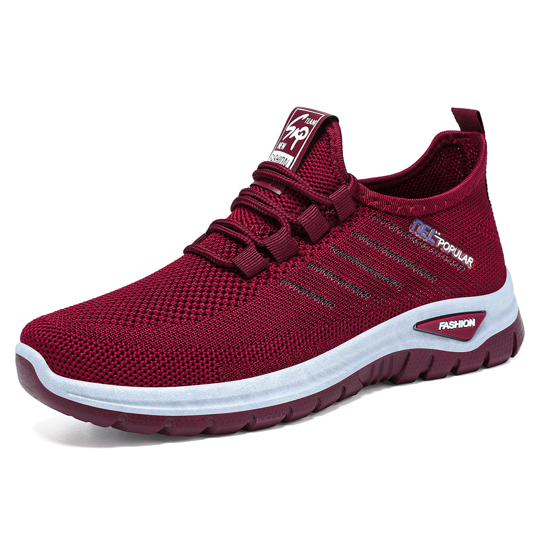 Damen nan ultraleichter Strick-Sport-Sneaker mit Elastikeinstieg, stoßdämpfender Plateau-Zwischensohle und griffiger Profillaufsohle EB