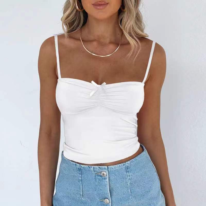 Damen Figurbetontes Spaghetti-Trägershirt mit süßer Raffung EB