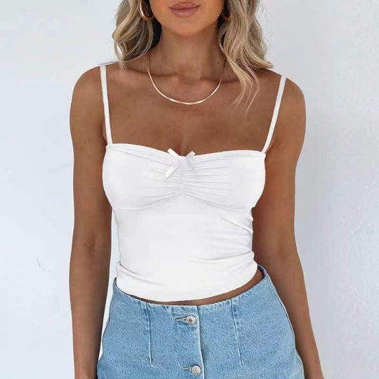 Damen Figurbetontes Spaghetti-Trägershirt mit süßer Raffung EB
