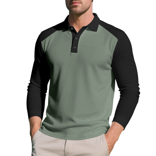 Herren Langarm-Polohemd mit sportlichem Stehkragen und atmungsaktiven Einsätzen EB