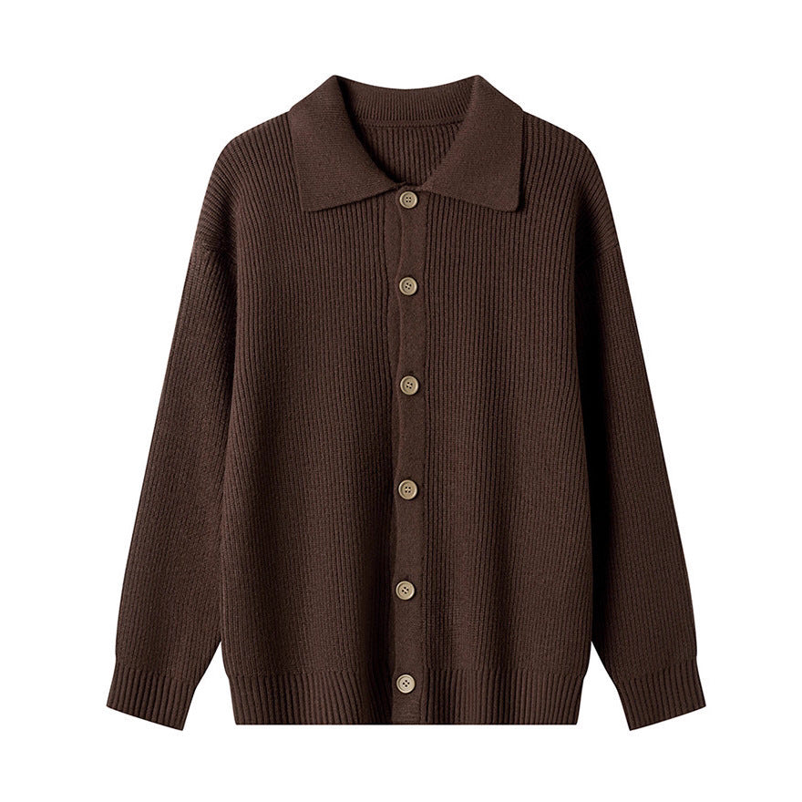 Damen Gemusterte Strickjacke mit Kragen und Knopfleiste EB