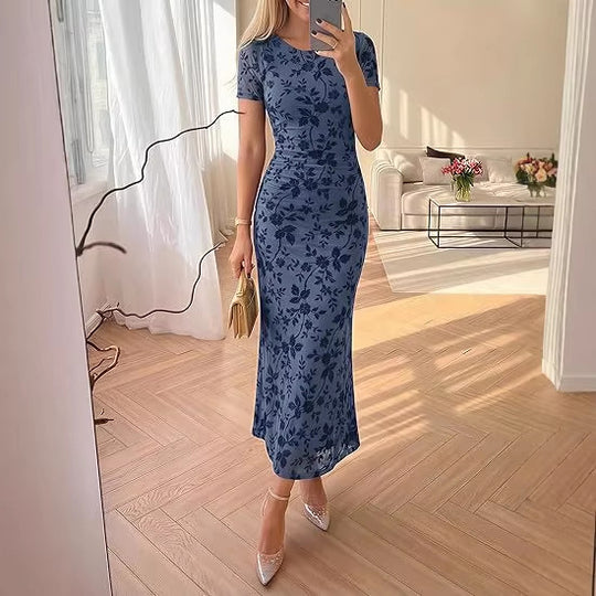 Damen Maxikleid mit floralen Stickereien EB