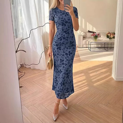 Damen Maxikleid mit floralen Stickereien EB
