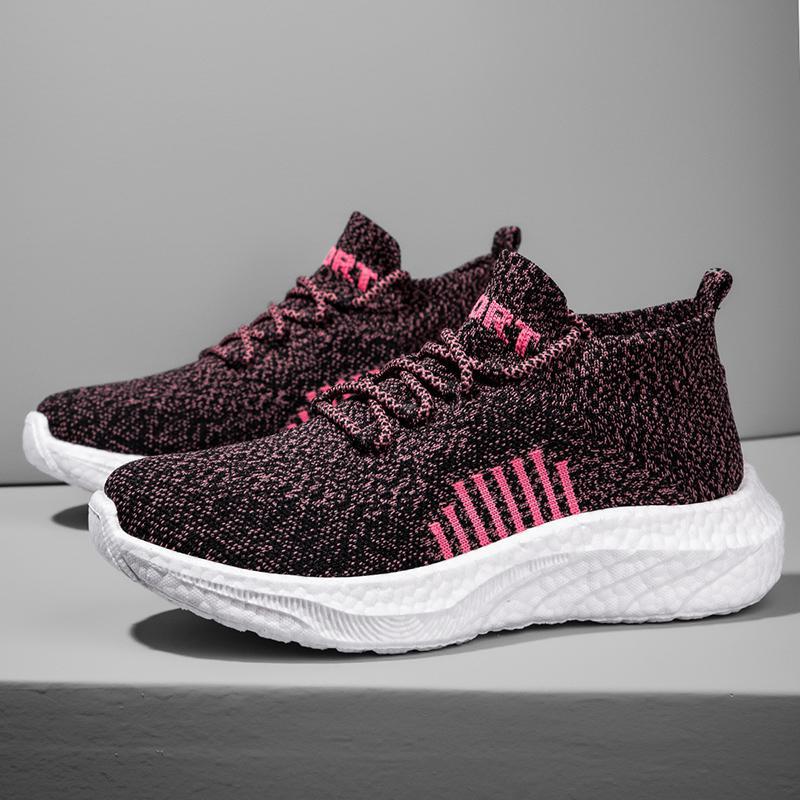 Damen Sportliche Sneakers mit atmungsaktivem Strickmaterial EB