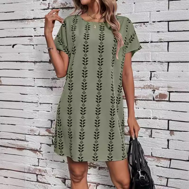 Damen lässiges Freizeitkleid mit trendigem Blumenmuster und komfortablem Schnitt EB