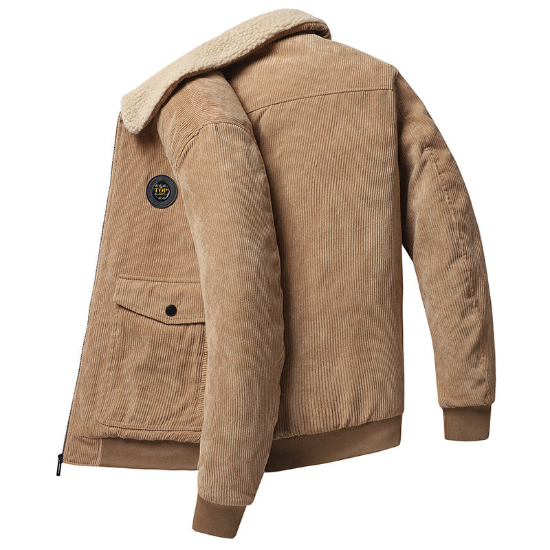 Herren Cord-Blouson im Pilotenlook mit Teddykragen, wattierter Innenfütterung und Pattentaschen EB