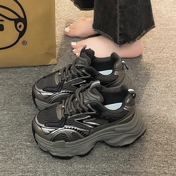 Damen Trendige Chunky Sneakers mit atmungsaktivem Mesh und starker Dämpfung EB