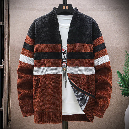 Herren lässige Strickjacke im modernen Streifenlook EB