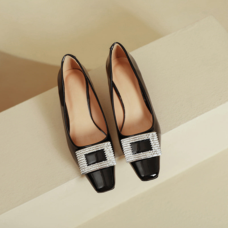 Damen elegante Pumps mit funkelnder Strassschnalle EB