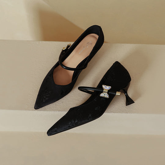 Damen elegante Ballerinas mit stilvollem Schnallen-Design EB