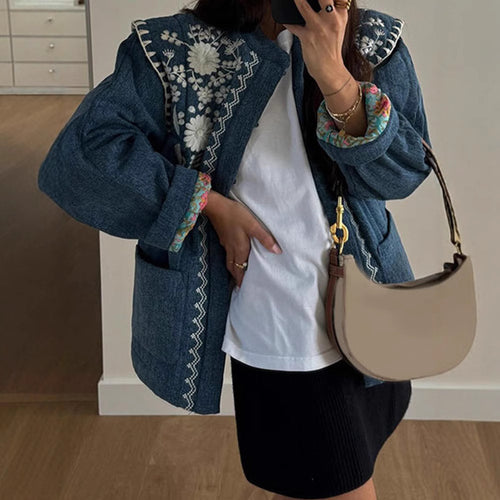 Damen Bestickte Denimjacke EB