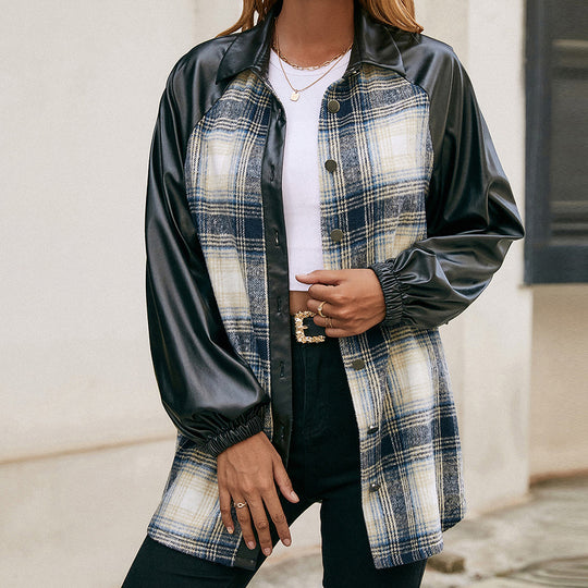 Damen modische Karomuster Jacke mit ärmeln EB