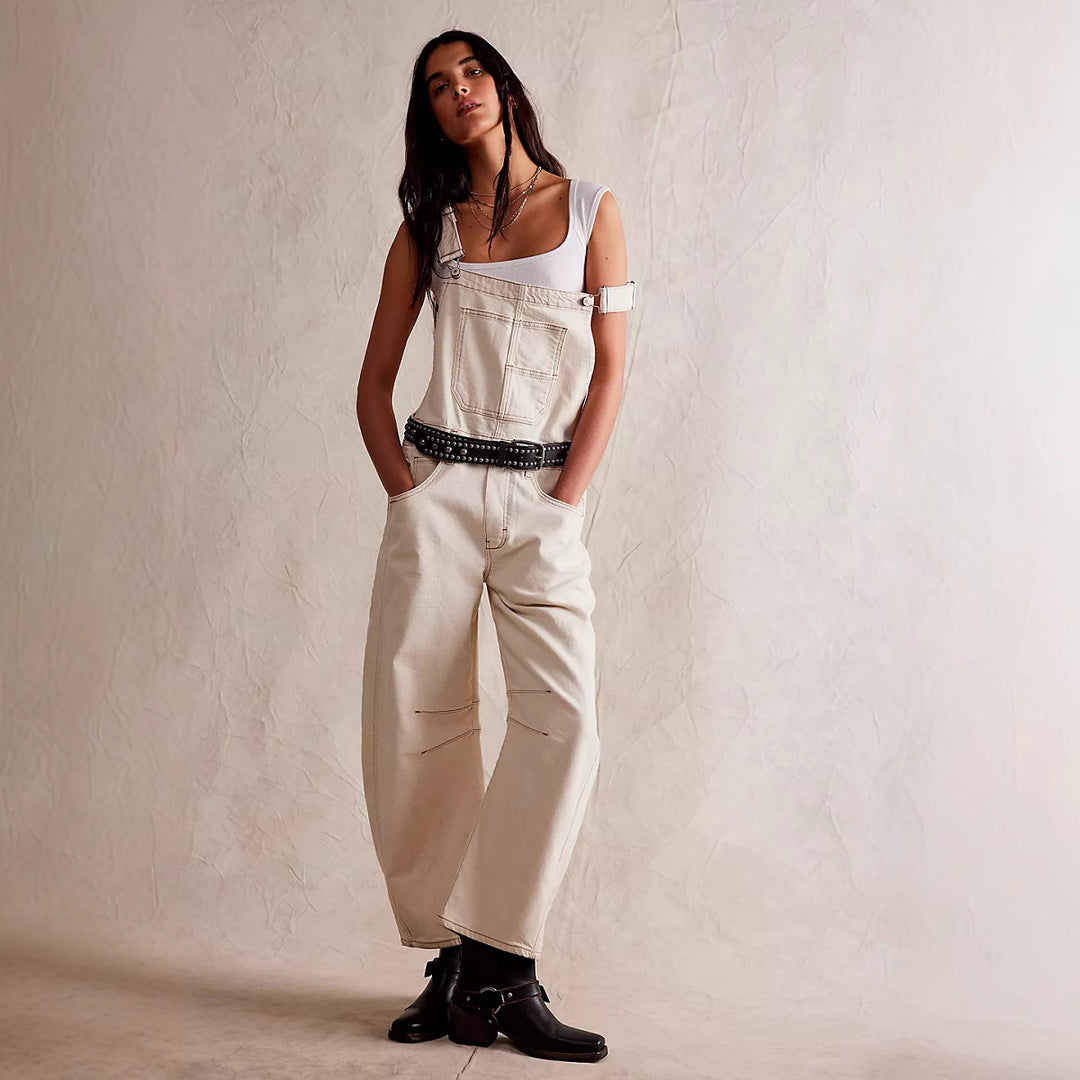 Damen lässige Denim-Latzhose im modernen Schnitt mit verstellbaren Trägern EB